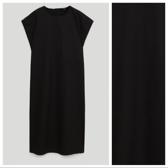 NWT Massimo Dutti Black Poplin Midi Dress Size L. - Picture 5 of 10